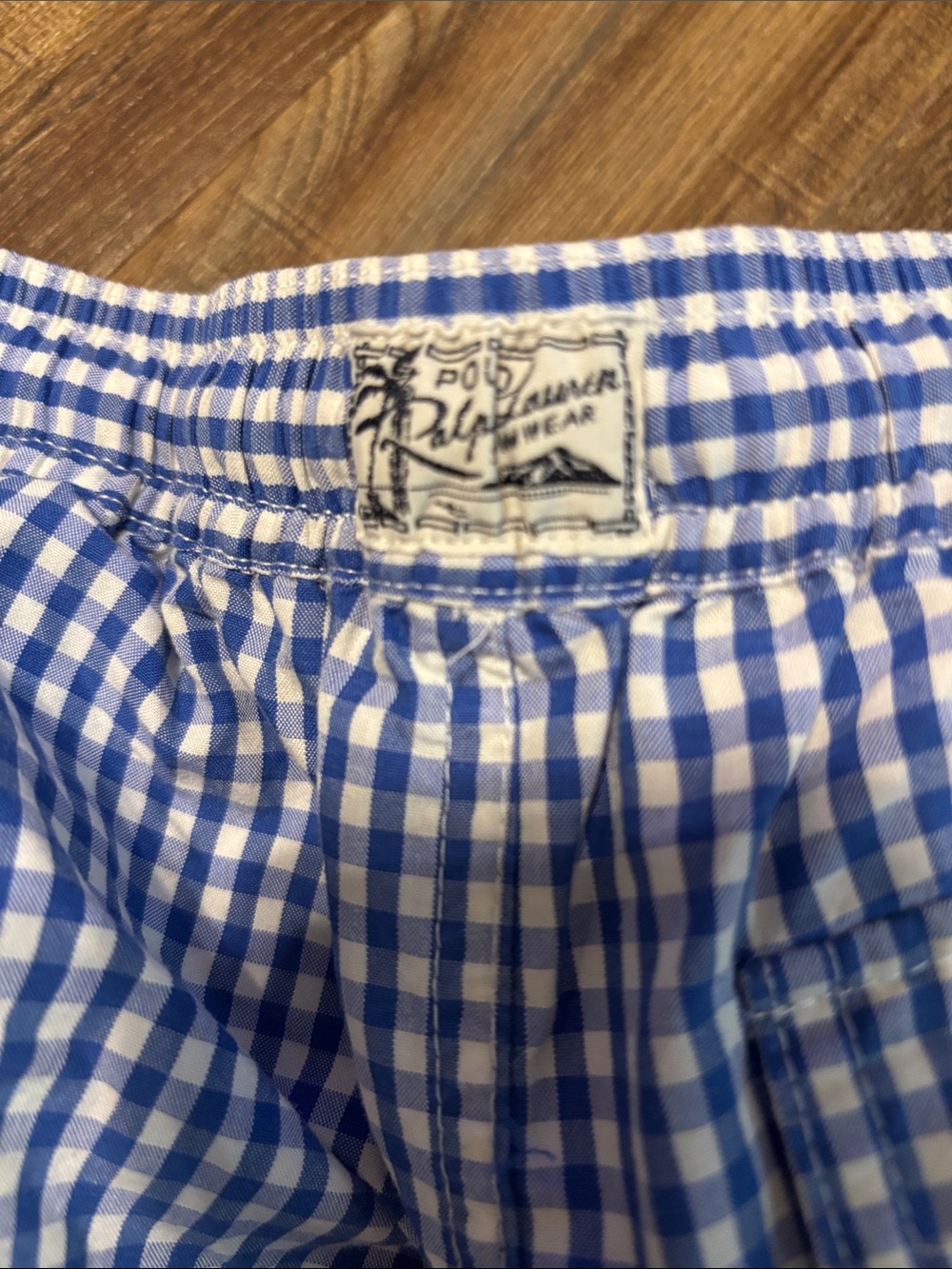 Boy’s Ralph Lauren Blue and White Gingham Swim Trunks - Picture 6 of 7